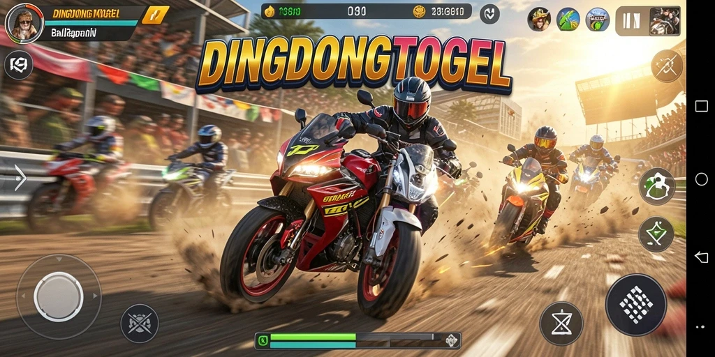 Tampilan gameplay <strong>DINGDONGTOGEL</strong> yang mendebarkan saat balapan motor.