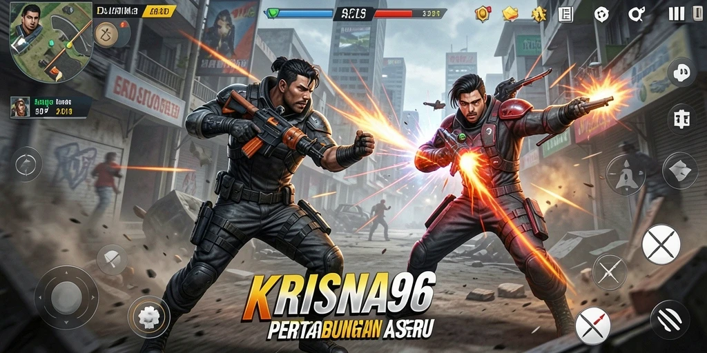 Tampilan aksi mendebarkan dalam gameplay KRISNA96.