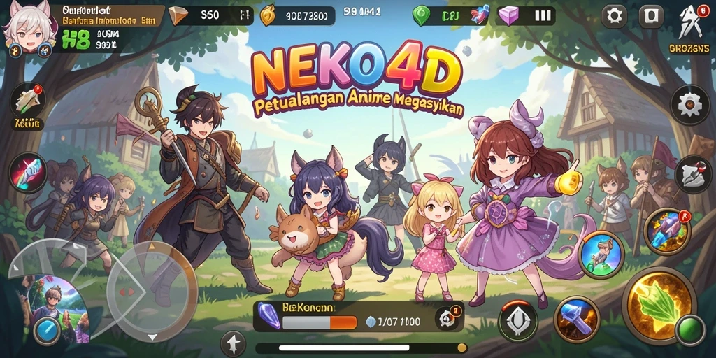 Screenshot gameplay NEKO4D yang menampilkan aksi karakter Anime yang seru.