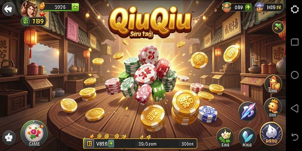Tampilan menarik dari gameplay QiuQiu di V89.